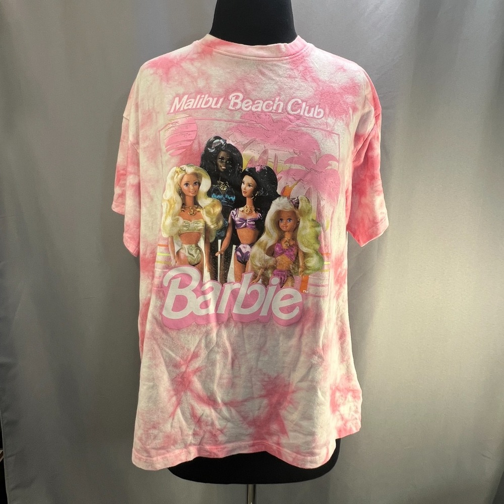 Forever 21 Malibu Beach Club T Shirt Womens Large Pink Tie-dye Graphic Cotton
